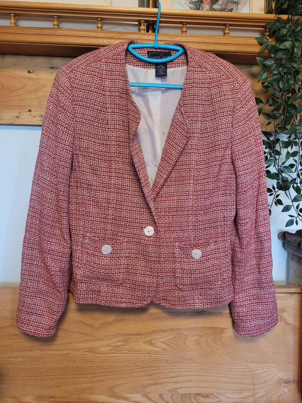 Laura Scott Red Tweed Blazer Jacket